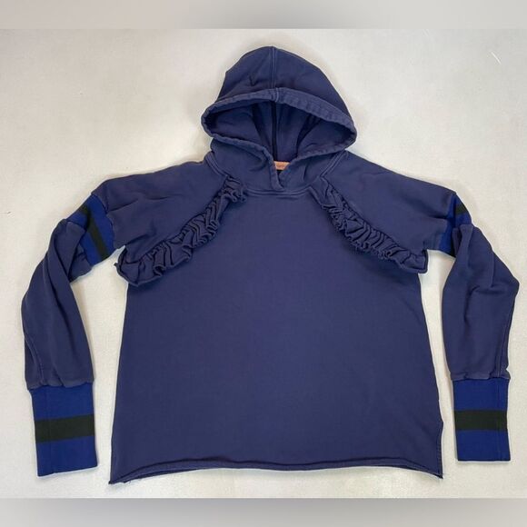 Maggie Marilyn Ruffle Follow My Lead Pullover Hoodie Women Size 8 Blue - Picture 1 of 9